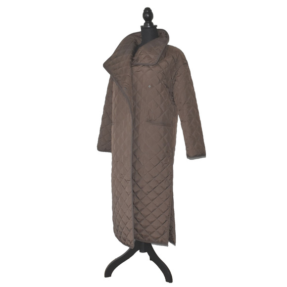 D0 NEW TOTEME Brown Signature Quilted Snap Closure Slit Sides Long Coat Size XXS - Picture 3 of 8